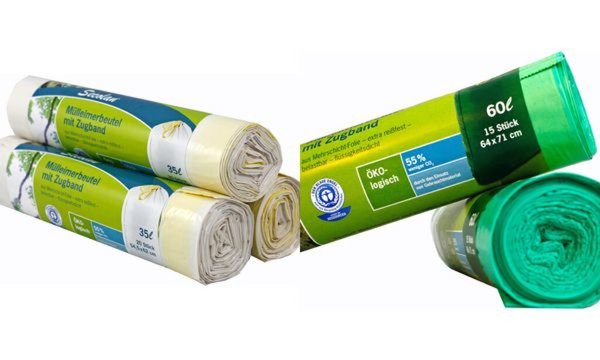 Image PAPYRUS DEUTSCHLAND Secolan Mülleimerbeutel, mit Zugband, naturweiß 35 Liter, M