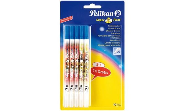 Image PELIKAN Tintenlöscher Super Pirat 850B, 10er Blisterkarte zwei Spitzen - lösche