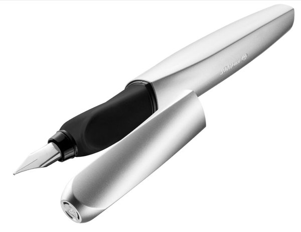 Image PELIKAN Twist Füllhalter, silber, 1er Faltschachtel Federbreite: M, ergonomisch