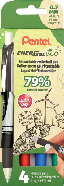 Image Liquid Gel-Tintenroller 4er Set 0,35mm nachfüllbar mit Mine LR7