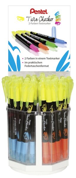 Image Textmarker Twin Checker, Thekendisplay 7 Stück gelb/orange + gelb/blau,