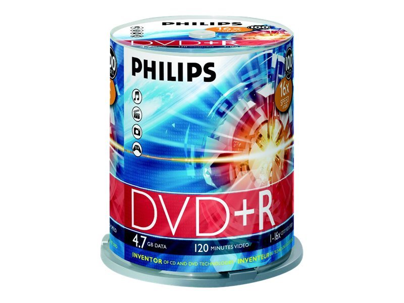 Image PHILIPS 100xDVD+R 4,7GB 120Min 16x CakeBox