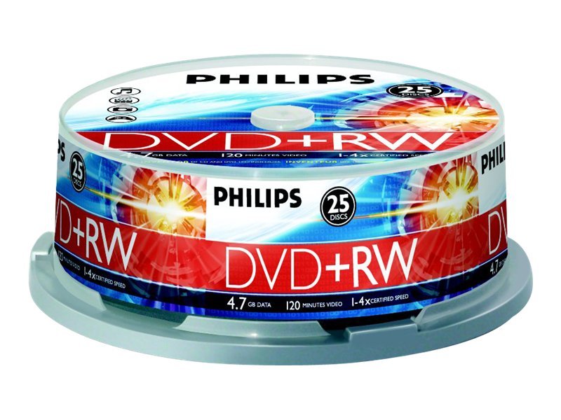 Image PHILIPS 25xDVD+RW 4,7GB 120Min 4x CakeBox