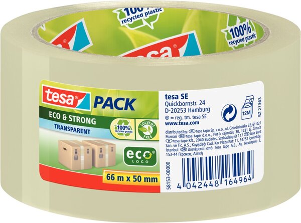 Image Packband tesapack Eco & Strong, 50mm x 66m, transparent