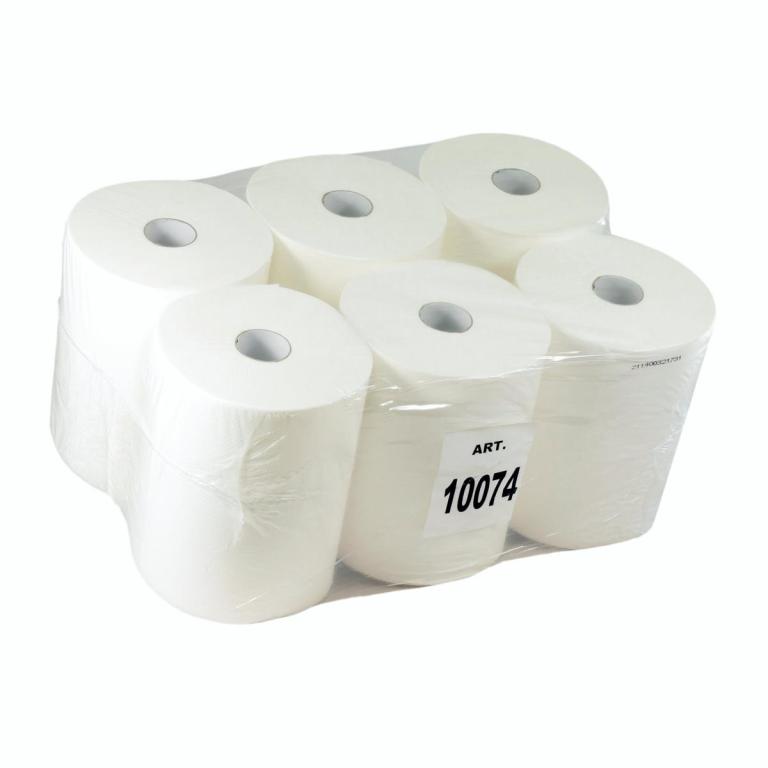 Image Papierhandtücher Rollenhandtücher Außenabrollung 2-lagig, geprägt, unperforiert, 100% Zellstoff weiß, 120 m, endlos | 6 Rollen passend für Spender: KC Slim Handtuchrollenspender