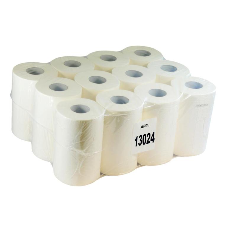 Image Papierhandtücher Rollenhandtücher Innenabrollung 2-lagig, 100% Zellstoff weiß, 72 m, "TOP MINI 200", 212 Blatt | 12 Rollen passend für Spender 72218, 70263, 70264