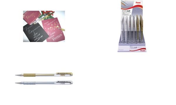 Image Pentel Gel-Tintenroller K118, weiß, gold und silber, Display (5103046)