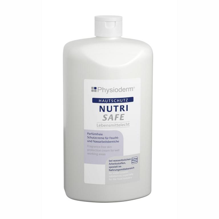 Image Physioderm® NUTRI SAFE | 500 ml Euroflasche Hautschutzcreme beim Umgang mit wasserlöslichen Arbeitstoffen, speziell im Nahrungsmittelbereich passend für Eurospender Kunststoff und Metall 500 ml und Saraya ADS (70457)