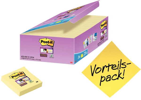 Image Post-it Super Sticky Notes Vorteils- pack mi 24 Blöcke á 90 Blatt im Karton