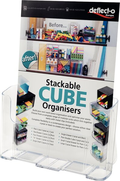 Image Prospekthalter A4 hoch 1 Fach, PS zur Wandmontage oder zum aufstellen