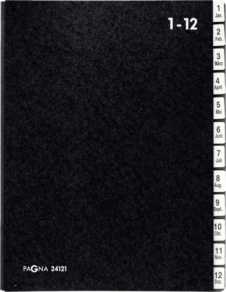 Image Pultordner 1-12/Jan.-Dez. sw Einband aus Hartpappe, mit