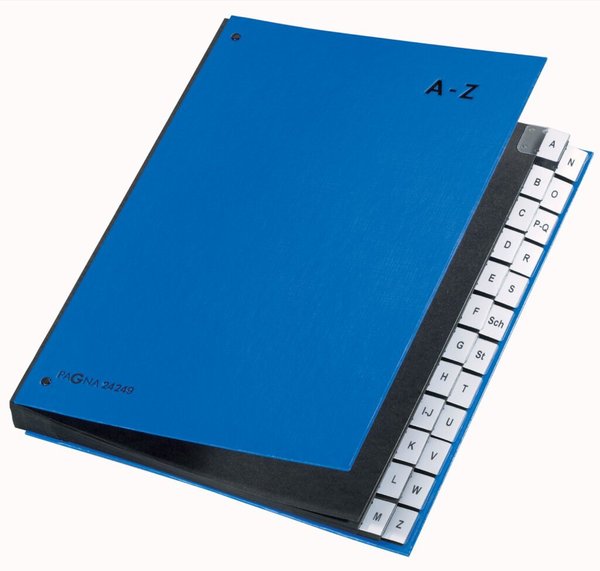 Image Pultordner 24tlg. A-Z mit Color- Einband, aus Hartpappe blau,