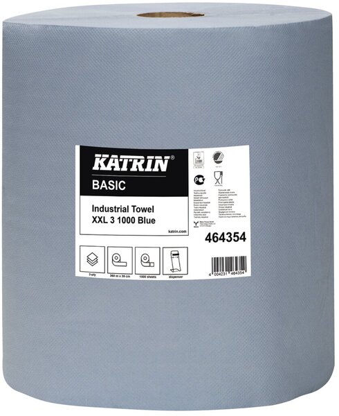 Image Putzrolle Katrin Basic XXL 3 blue 1000 Bl., 3 lg. 360m Blatt 38x36cm