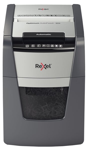 Image REXEL Optimum AutoFeed+ 90X Aktenvernichter Partikelschnitt 4 x 28 mm 34 l Blat