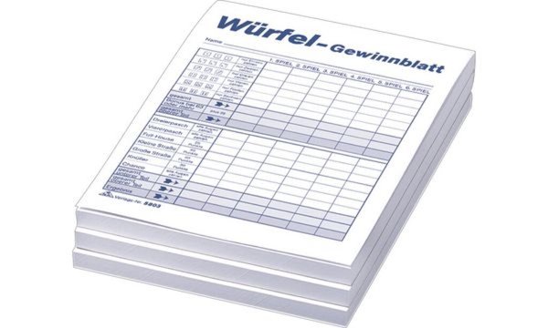 Image RNK Verlag Würfelspiel-Gewinnblatt, Block, DIN A6, 3er (6530300)