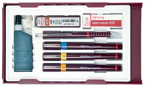 Image ROTRING Isograph Kombi Set "College Set Inhalt: 3 Tuschefüller (je ein Stift in