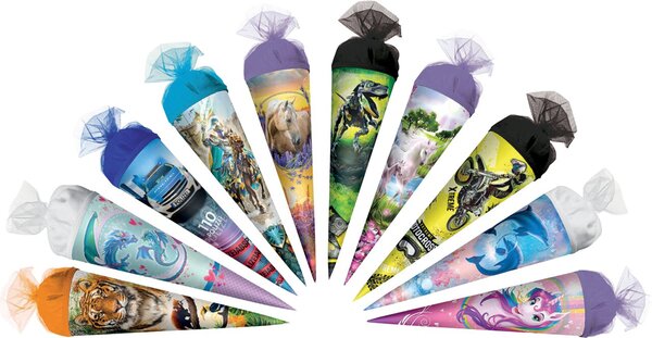 Image Motiv-Schultüte, 20er Sortiment 2 rund, Tüllverschluss,50cm