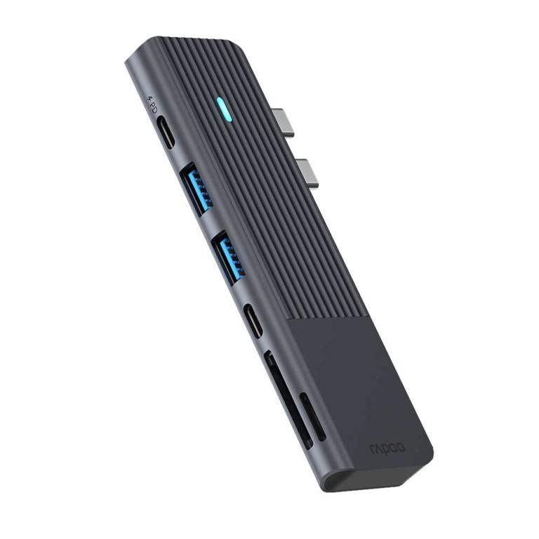 Image RAPOO USB-C Multiport Adapter, 7-in-2 grau