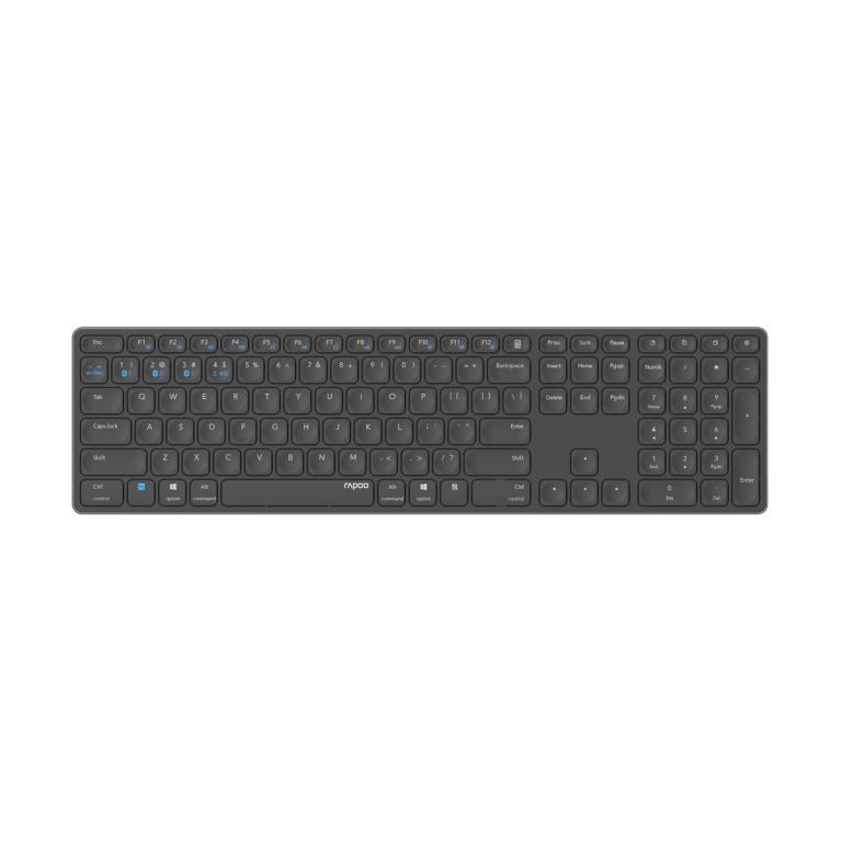 Image RAPOO E9800M - dunkelgrau (Drahtlose, ultraflache Multimodus-Tastatur, DE-Layou