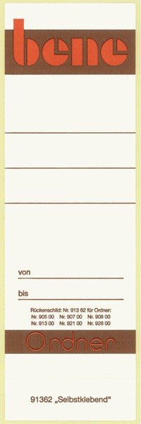 Image Rückenschild f. 91300, kurz/breit, weiß, selbstklebend, für Hartpappe-