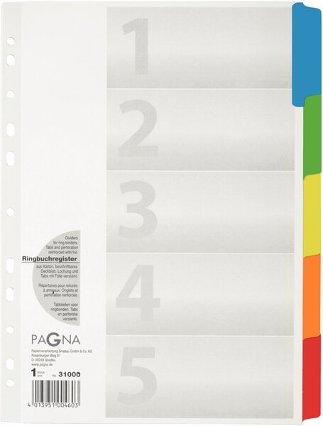 Image Register 5-teilig, 5-farbig farbigem Karton,