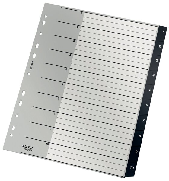 Image Register Recycle PP, A4, 1-10, schwarz 10 Blatt, Universallochung, Deckblatt,