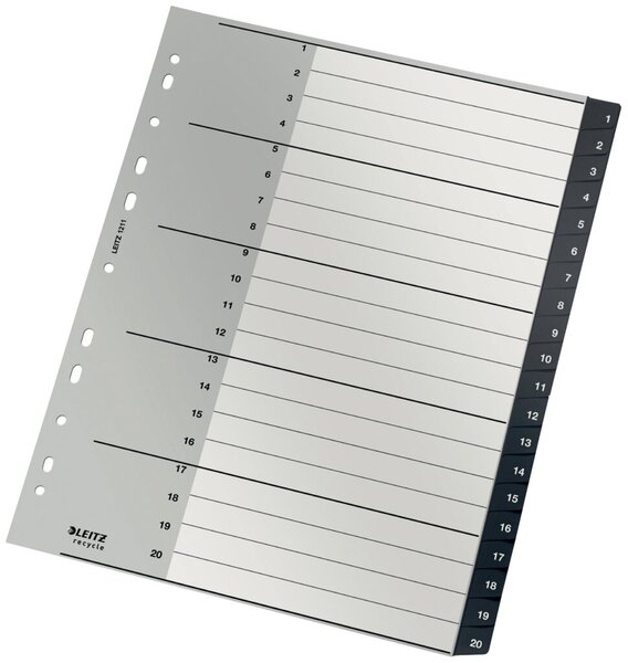 Image Register Recycle PP, A4, 1-20, schwarz 20 Blatt, Universallochung, Deckblatt,