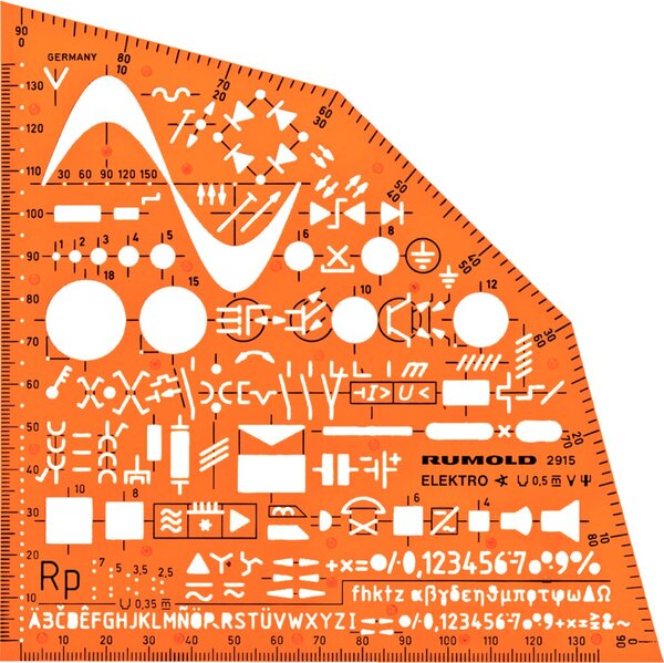 Image Rumold Ausbildungsschablone Elektro, orange, Symbole f. Elektroinstallation