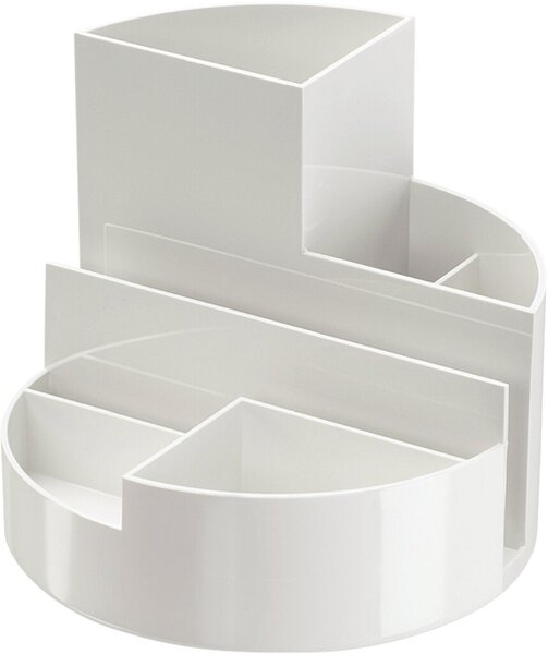 Image Rundbox weiß 6 Fächer m. Brief- und Zettelfach Ø 14cm, Höhe 12,5cm
