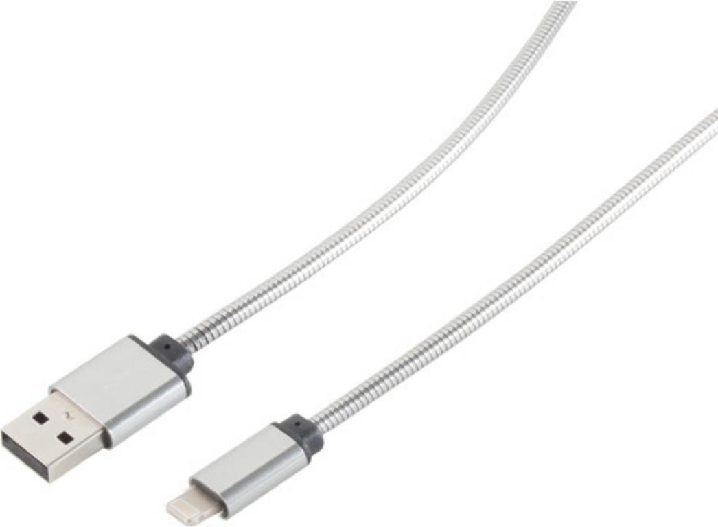 Image S-CONN 14-13001 1m USB A Lightning Silber Handykabel (14-13001)