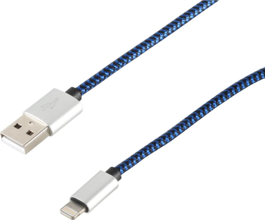 Image S-CONN 14-50022 2m USB A Lightning Blau Handykabel (14-50022)