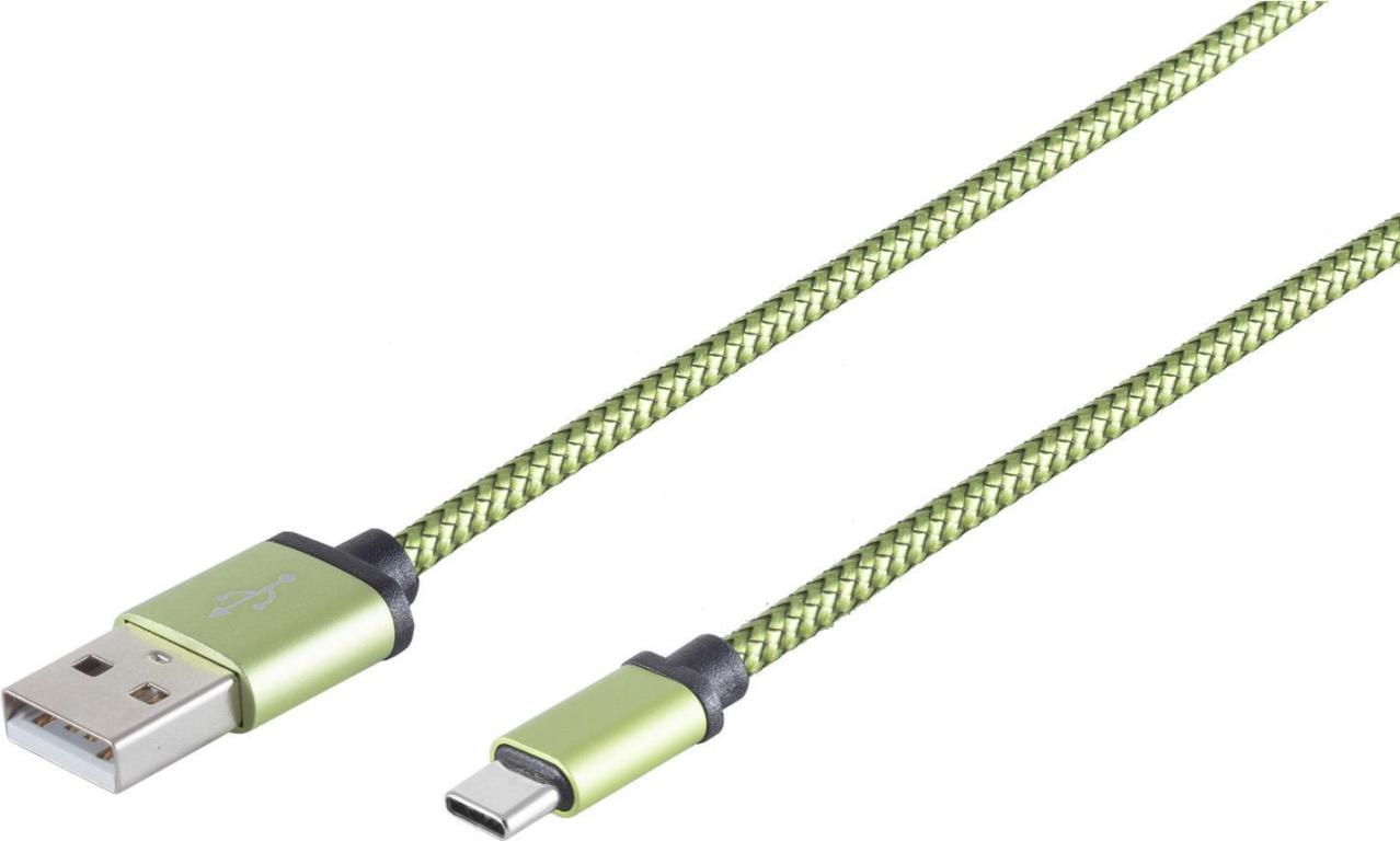 Image S-CONN USB Ladekabel USB A-ST auf USB C-ST Nylon aqua 0,9m (14-50119)