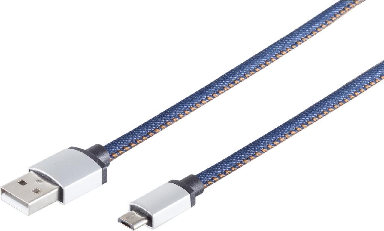 Image S-CONN USB Ladekabel USB A-ST auf USB Micro B-ST Jeans blau 2,0m (14-50029)