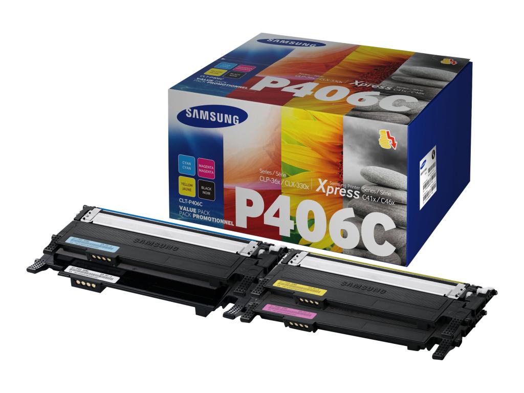 Image SAMSUNG CLT P406C 4er Pack Schwarz, Gelb, Cyan, Magenta Tonerpatrone (SU375A)