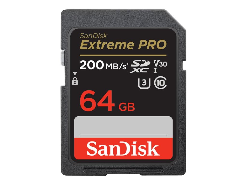 Image SANDISK Extreme Pro 64 GB SDXC Speicherkarte 2022 (bis 200 MB/s, Cl10, U3, V30)