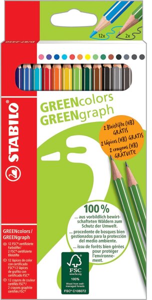 Image STABILO Buntstifte GREENcolors, 12+2 Promo-Etui