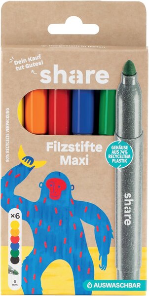 Image Filzstift Maxi 6er-Set, share 6er-Set, 1x schwarz, 1 x rot,