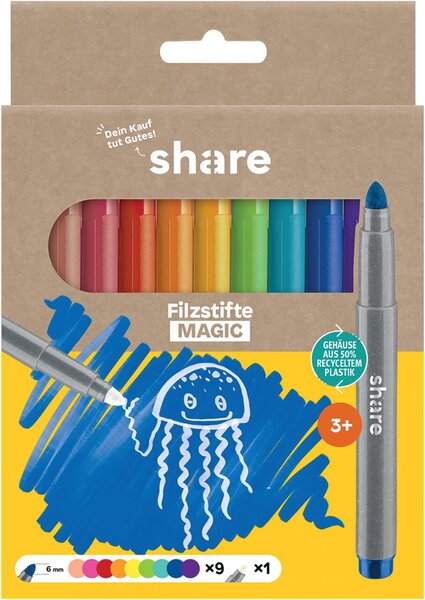 Image Filzstift Magic 10er-Set, share 1x rot, 1x blau, 1x grün, 1x gelb,