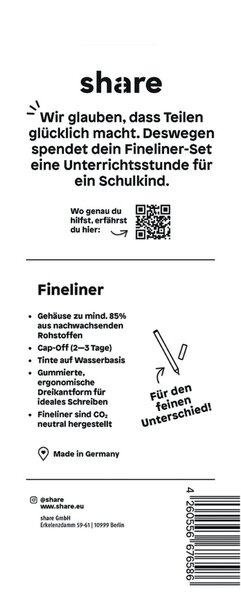 Image Fineliner 6er-Blister, share 6er-Blister, 1 x schwarz, 1x rot,