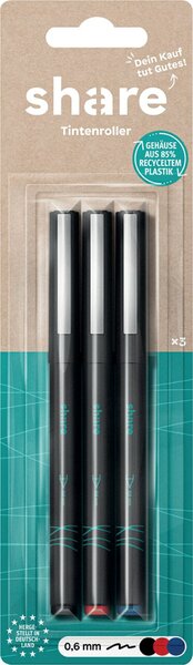 Image Tintenroller schwarz,rot,blau, share 3er-Blister