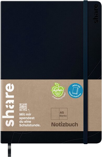 Image Notizbuch A5 blanko schwarz, share 