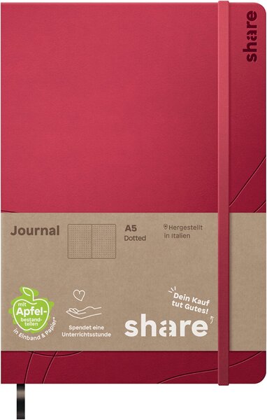 Image Notizbuch A5 punktkariert rot, share 