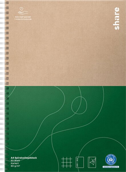 Image Collegeblock A4 kariert 80 Blatt,share Weiß