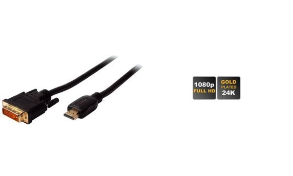 Image SHIVERPEAKS BASIC-S HDMI DVI-D 24+1 Kabel, Länge: 3.0 m 19 Pol HDMI Stecker 24+