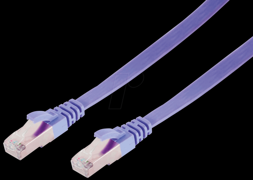 Image SHIVERPEAKS RJ45 Patchkabel flach U/FTP Cat.7 violett 1,0m