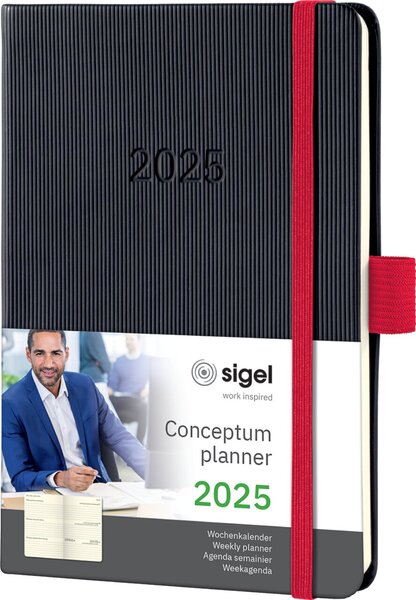 Image sigel Buchkalender Conceptum 2025, ca. DIN A6, schwarz/rot