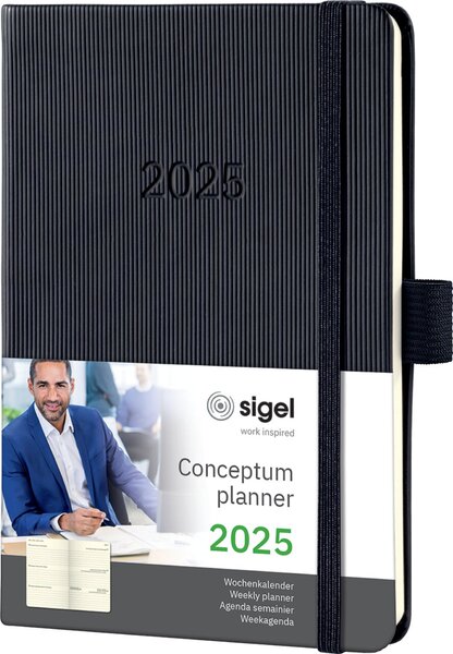 Image Wochenkalender Conceptum 2025 A6 schwarz, 1 Woche/2 Seiten, 176 Seiten