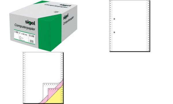Image SIGEL DIN-Computer paper - Perforiertes Papier, einfach - weiß, Gelb, pink - 24