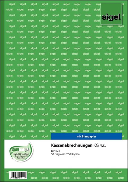 Image SIGEL Formularbuch "Kassenabrechnung", A4, 2 x 50 Blatt - für den Markt: D (KG4