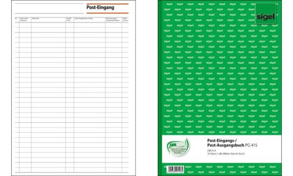 Image SIGEL Formularbuch "Post-Eingang-Post-Ausgang", A4, 50 Blatt - für den Markt: D